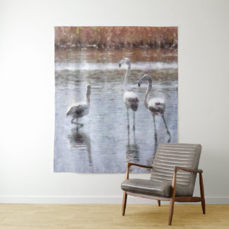 Strike A Pose Flamingo Watercolor Tapestry