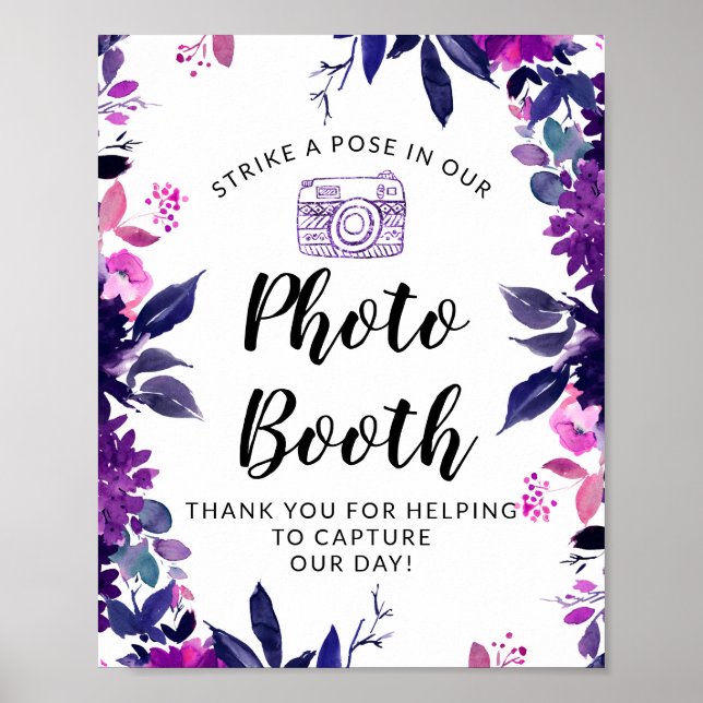 Strike a Pose Photo Booth Wedding Reception Sign (Front)