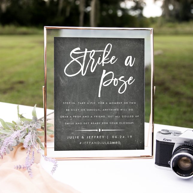 Strike a Pose | Wedding Photo Booth Chalkboard Poster (Creator Uploaded)