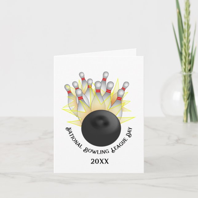 STRIKE! Bowling Ball And Pins Card (Front)