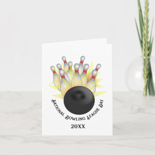 STRIKE! Bowling Ball And Pins Card