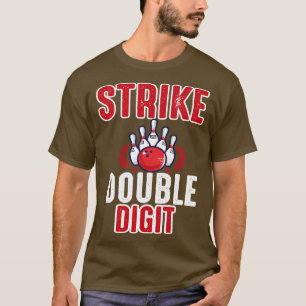 Strike Double Digit Retro Vintage Funny Bowling Pl T-Shirt