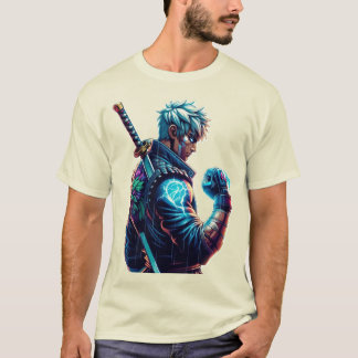 Strike First. Burn Brighter." Cyberpunk Anime Figh T-Shirt