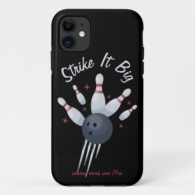 Strike it Big - Bowling Ball Smashing Into Pins Case-Mate iPhone Case (Back)