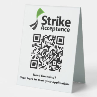 Strike Kiosk - Table Tent Sign