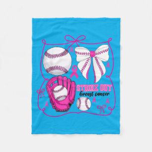Strike Out Baseball Breast Cancer Awareness Fleece Blanket