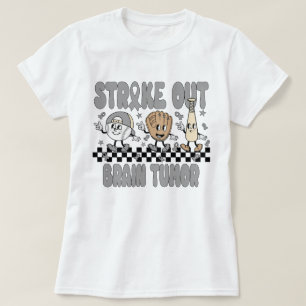 Strike Out Brain Tumour Grey Ribbon Chessboard T-Shirt
