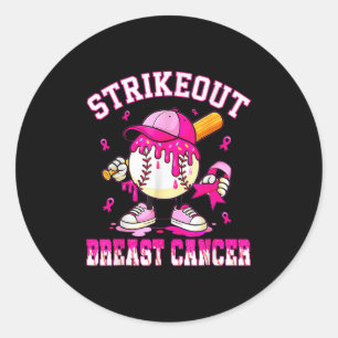 Strike Out Breast Cancer Awareness Baseball Drip P Classic Round Sticker