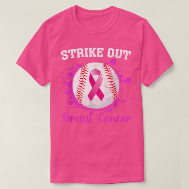 Strike Out Breast Cancer Awareness Baseball Fighte T-Shirt (Design Front)