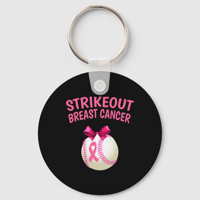 Strike Out Breast Cancer Awareness - Baseball Pink Key Ring (Front)