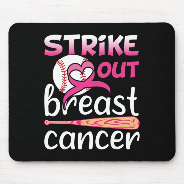 Strike Out Breast Cancer Awareness Baseball Softba Mouse Mat (Front)
