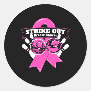 Strike Out Breast Cancer Awareness Bowling Fighter Classic Round Sticker