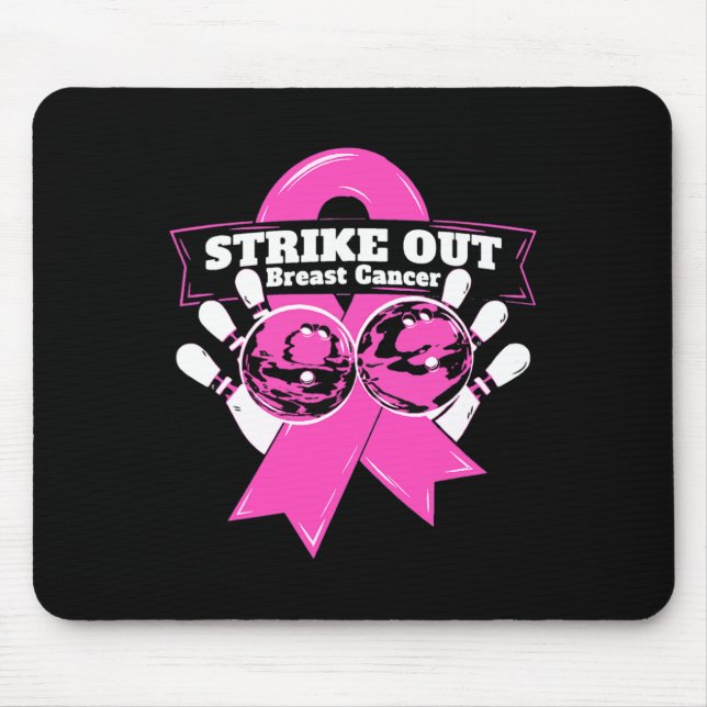 Strike Out Breast Cancer Awareness Bowling Fighter Mouse Mat (Front)