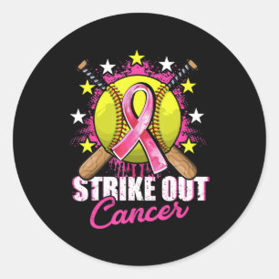 Strike Out Breast Cancer Awareness Day Pink Ribbon Classic Round Sticker