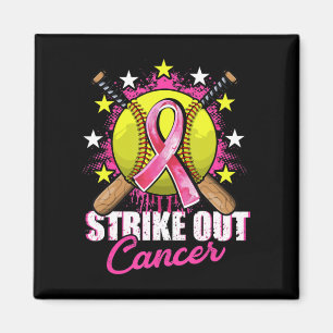 Strike Out Breast Cancer Awareness Day Pink Ribbon Magnet