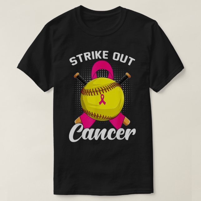 Strike Out Breast Cancer Awareness Day Pink Ribbon T-Shirt (Design Front)