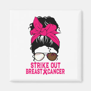 Strike Out Breast Cancer Awareness Messy Bun Softl Magnet