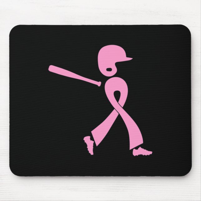 Strike Out Breast Cancer Awareness Pink Ribbon Bas Mouse Mat (Front)