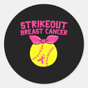 Strike Out Breast Cancer Awareness Softball Fighte Classic Round Sticker