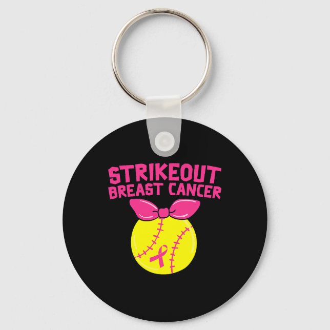 Strike Out Breast Cancer Awareness Softball Fighte Key Ring (Front)