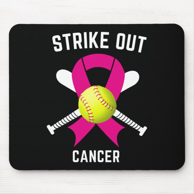 Strike Out Breast Cancer Awareness Softball Fighte Mouse Mat (Front)