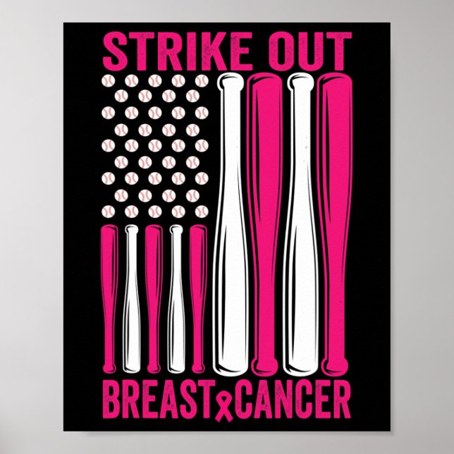 Strike Out Breast Cancer Awareness Softball Us Fla Poster (Front)