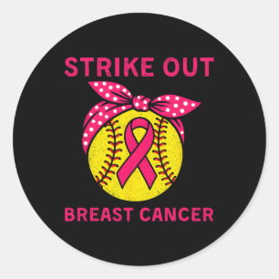 Strike Out Breast Cancer Awareness Softll Coquette Classic Round Sticker