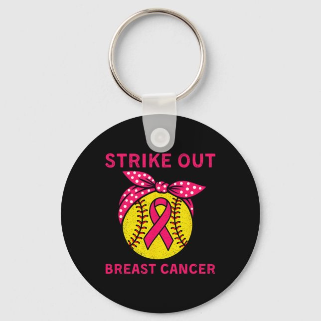 Strike Out Breast Cancer Awareness Softll Coquette Key Ring (Front)