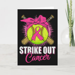 Strike Out Breast Cancer Awareness Softll Pink Rib Card