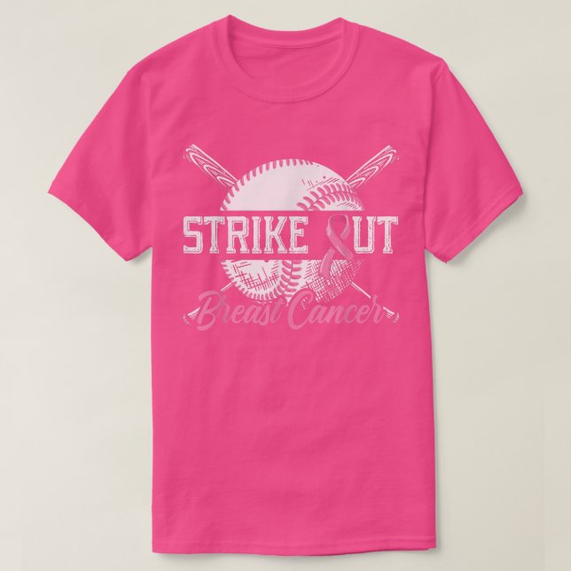 Strike Out Breast Cancer Baseball Breast Cancer Aw T-Shirt (Design Front)