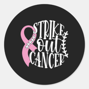 Strike Out Breast Cancer Baseball Fight Awareness Classic Round Sticker
