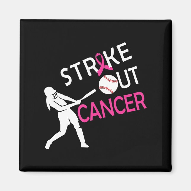 Strike Out Breast Cancer Baseball Fight Awareness  Magnet (Front)
