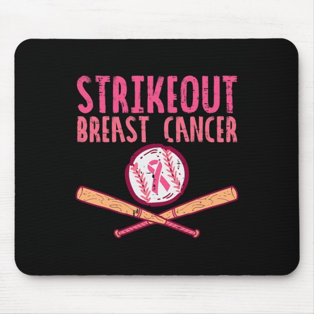 Strike Out Breast Cancer Baseball Fight Awareness  Mouse Mat (Front)