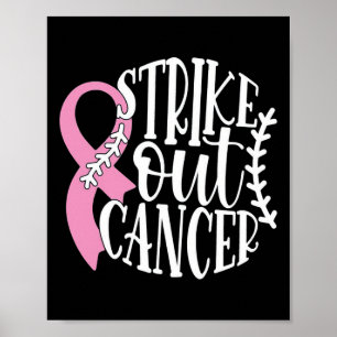 Strike Out Breast Cancer Baseball Fight Awareness Poster