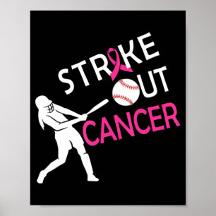 Strike Out Breast Cancer Baseball Fight Awareness Poster