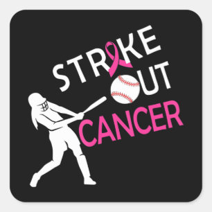 Strike Out Breast Cancer Baseball Fight Awareness  Square Sticker