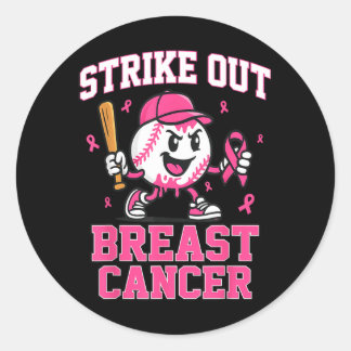 Strike Out Breast Cancer Baseball Ice Cream Drip Classic Round Sticker