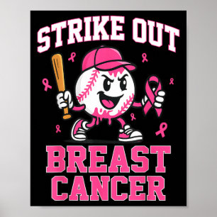 Strike Out Breast Cancer Baseball Ice Cream Drip Poster