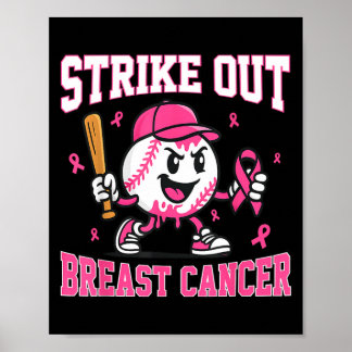 Strike Out Breast Cancer Baseball Ice Cream Drip Poster