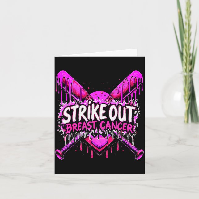 Strike Out Breast Cancer Baseball Softball Drip Ho Card (Front)