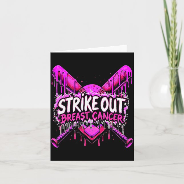Strike Out Breast Cancer Baseball Softball Drip Ho Card (Front)