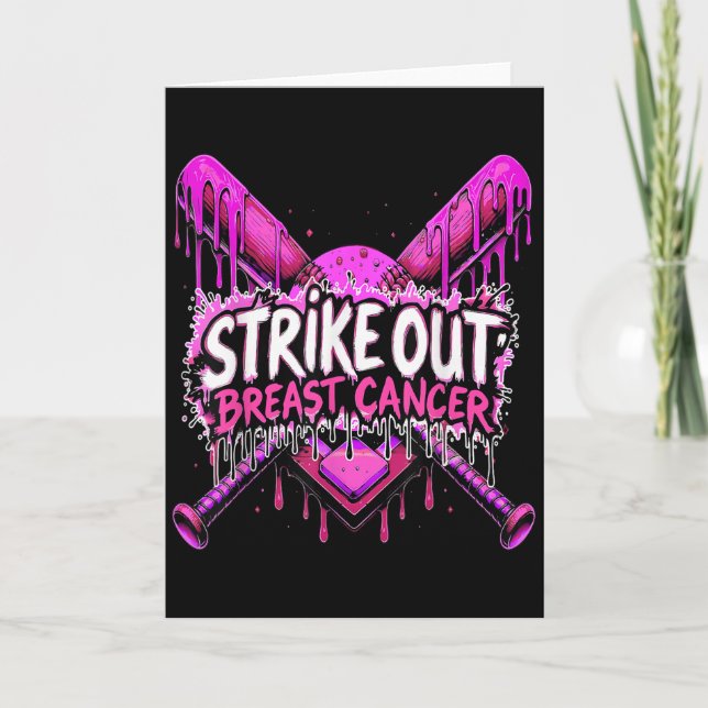 Strike Out Breast Cancer Baseball Softball Drip Ho Card (Front)
