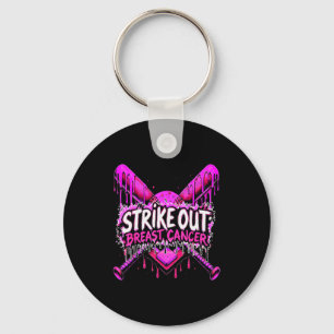 Strike Out Breast Cancer Baseball Softball Drip Ho Key Ring