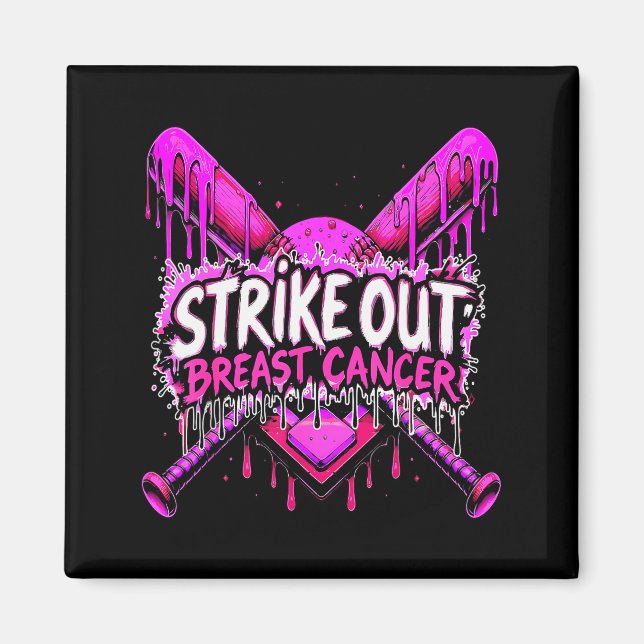Strike Out Breast Cancer Baseball Softball Drip Ho Magnet (Front)