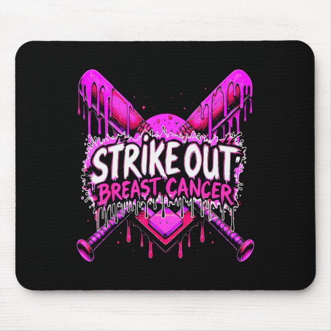 Strike Out Breast Cancer Baseball Softball Drip Ho Mouse Mat (Front)