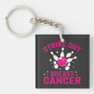 Strike Out Breast Cancer Funny Bowling Sport Gift Key Ring
