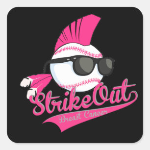"Strike Out" Breast Cancer Gray Sticker