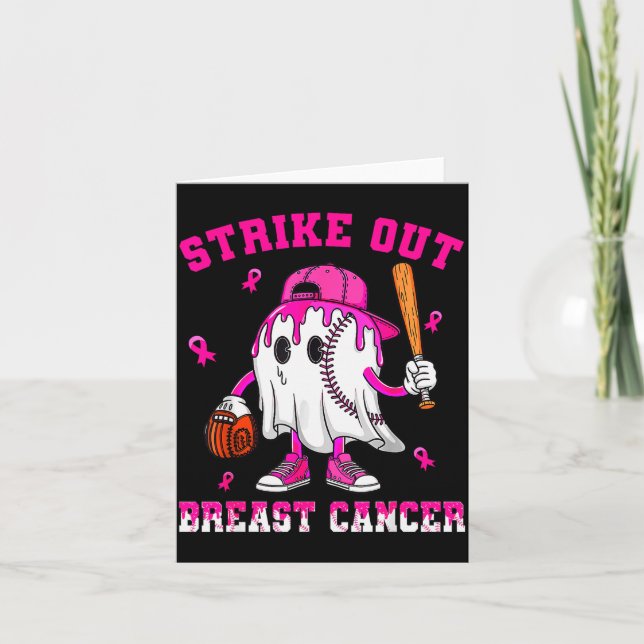 Strike Out Breast Cancer Shirt Boy Baseball Drip N Card (Front)