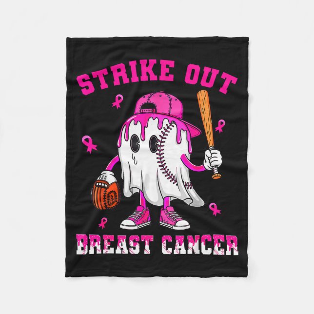 Strike Out Breast Cancer Shirt Boy Baseball Drip N Fleece Blanket (Front)