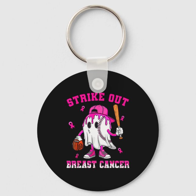 Strike Out Breast Cancer Shirt Boy Baseball Drip N Key Ring (Front)